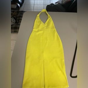 Medium neon yellow  halter dress